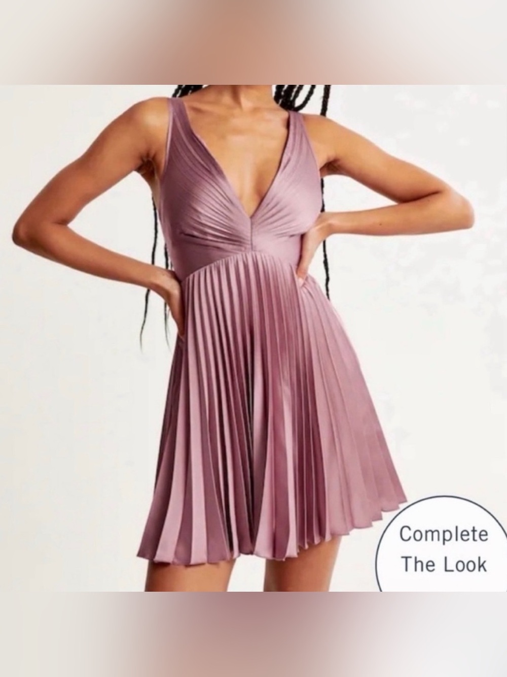 Abercrombie & Fitch Giselle Pleated Mini Dress, Dusty Rose Muave, Size LP